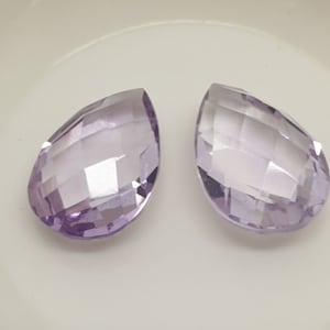 Pink  Amethyst Pair  Briolette  Drop Cut 12x8mm Gemstone Natural- Wholesale Stones