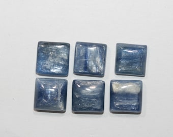 Lote de 6 cabujones cuadrados de cianita (6 piezas) de 10 mm