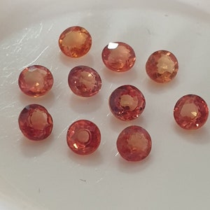 AAA 10 Pcs Lot Natural Top Orange  Color Sapphire 3mm Round Brilliant Cut- Wholesale Gemstones- Natural Stones For Jewellery