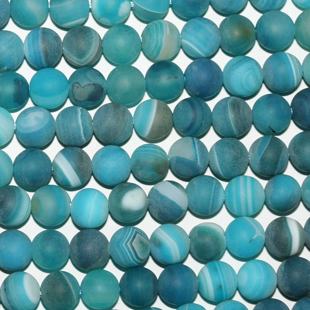15 St Blue Striped Agate Matte Finish Round Beads 6mm.strand 38cm Etsy
