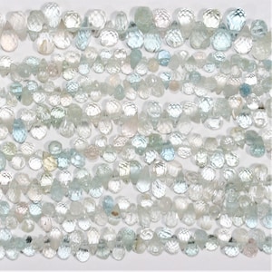 9&quot; St Aquamarine Faceted Drop Beads 7x5mm. Approx.-Strand 22cm.
