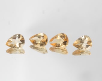 Lote de 4 piezas de citrino facetado en forma de gota de 9 x 7 mm. (4 piezas).