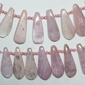 14&quot; St Kunzite Graduated Smooth Drop Beads 30x13-40x15mm. Approx.-Strand 38cm