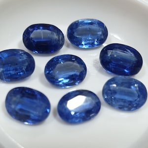 Lotto di 8 pezzi di cianite blu intenso naturale distene ovale sfaccettato 7 x 5 mm - Brasile - Gemme naturali non trattate