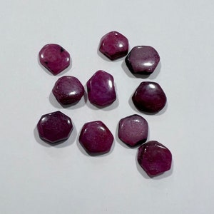 10 Pcs Lot Ruby  Irregular Hexagonal Cabochon Rough  10-12mm.( 10 Pcs )