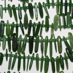 16&quot; st Canadian Jade Graduated Smooth Irregular Sticks Beads 13x5-23x5mm.Approx.-Strand 40cm.