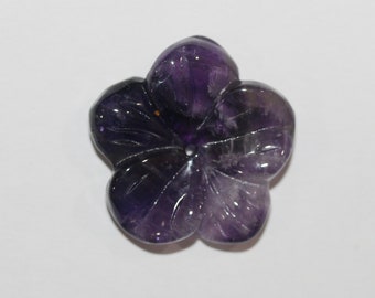 Amethyst Carved Flower Pendant 26mm