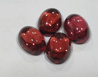 4 Pcs Lot Red Garnet Lot Oval Cabochon 7x5mm.-(4pcs.)  -Gemstone Parcels-Loose Stones Wholesale Price