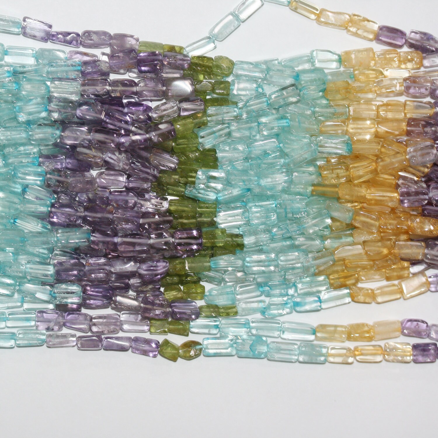 14" St Multi Stone Smooth Rectangular Beads 8x4mm. Approx -Strand 38cm