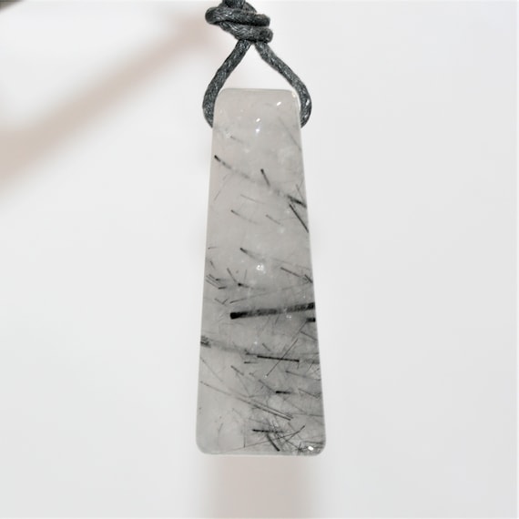 Tourmalinated Quartz Rectangular Pendant 45x17mm. Approx. (Different Sizes and Styles)