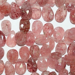 7&quot; St Cherry Quartz Faceted Drop Beads 16x11mm.-Strand 18cm