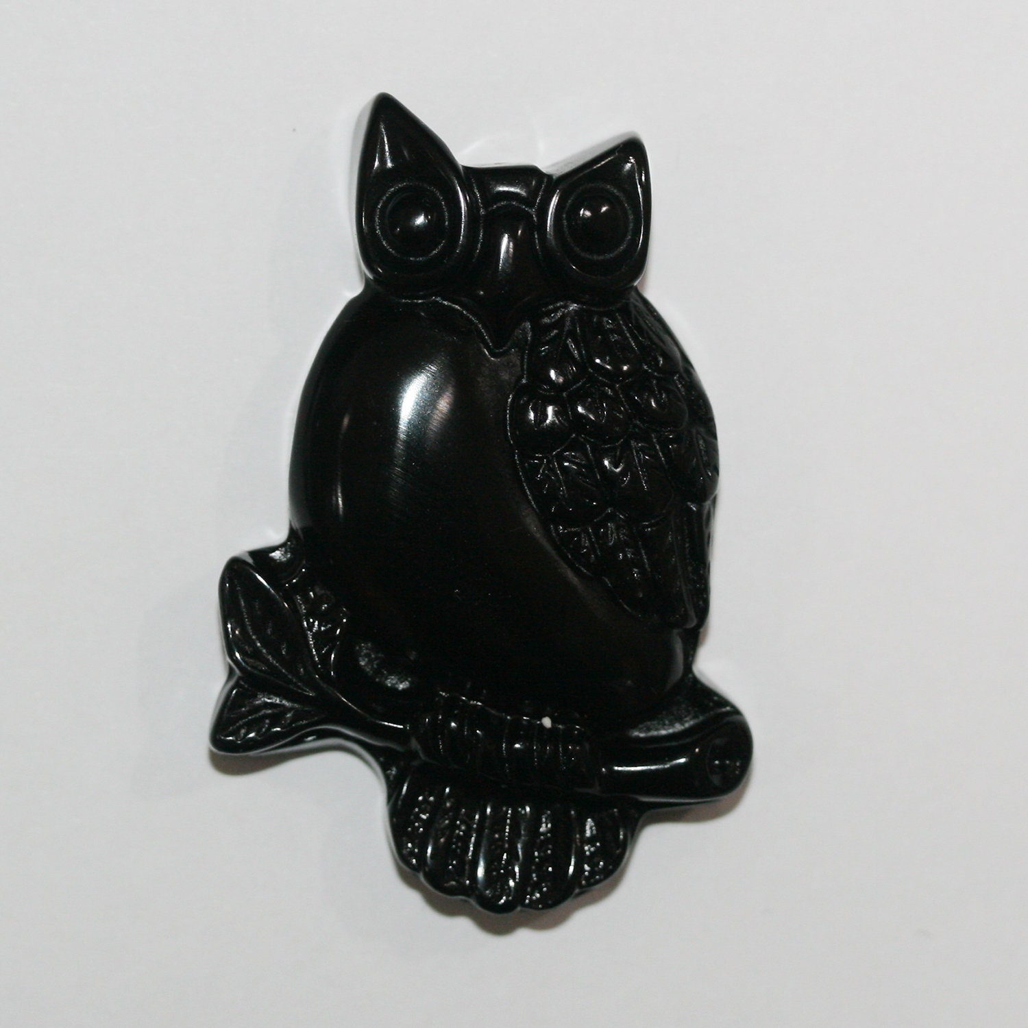 Obsidian Owl Pendant 50x34mm.