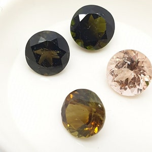 Multi Tourmaline 4 Pcs Lot 7mm Faceted Round.-Pink Green Brown   Round Cut  Untreated Gems- Wholesale Gems DIY Supplier- Genuine Stones