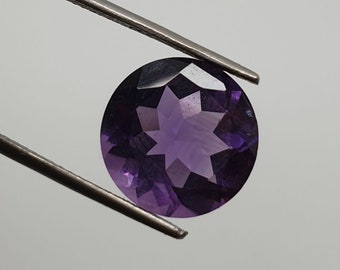 Natural Untreated Deep Color  Amethyst Deep Purple Color Faceted Round Brilliant Cut 12mm 5.4ct Big size- DIY Jewelry Supplies