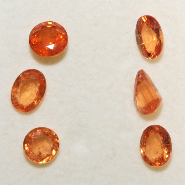 Spessartine (grenat) Naturelle - 6,12 Carats - Coupe Ovale Rouge - Paire De Pierres