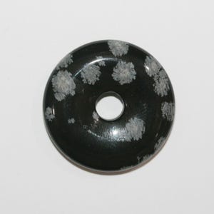 Smooth Donut Snow Obsidian Pendant 30mm.