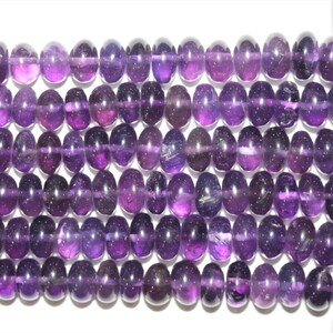 20&quot; St Amethyst Graduated Smooth Rondelle Beads 6x4-9x5mm.Approx.-Strand 50cm.