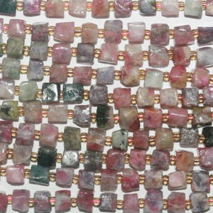 14&quot; St Turmaline Smooth Irregular Cube Beads 6-7mm Approx.-Strand 38cm.