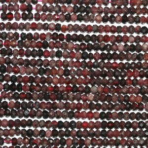 19&quot; St Garnet Faceted Rondelle Beads 41x3mm.-Strand 39cm.