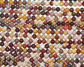 Cuentas redondas lisas de St. Mookaite de 16" de 4 a 4,5 mm - Hilo de 40 cm.