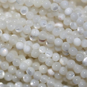 16&quot; St M.O.P. Smooth Round Beads 2mm -Strand 40cm. Mother Of Pearl