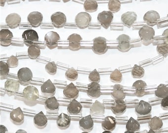 Piedra Luna Gris Gota Facetada 5-6mm.- Hilo 23cm.- Ref. 13407