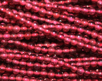 Perline rotonde lisce di granato rosso da 15" da 2 mm. Filo da 38 cm