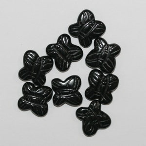 8Pcs Lot Jet Half Drilled  Butterfly  12mm.-( 4 Pairs )