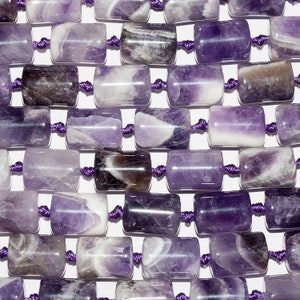 17&quot; St Amethyst Smooth Cylinder Beads 19x14mm.-Strand.42cm