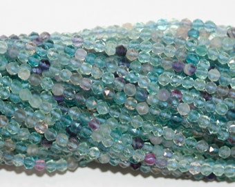 16 « St Perles Rondes Fatelées Fluorite 4mm.- Brin 40cm