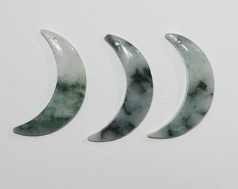 Burma Jade Smooth Moon Pendant 40x10mm.-( 1 Pcs )