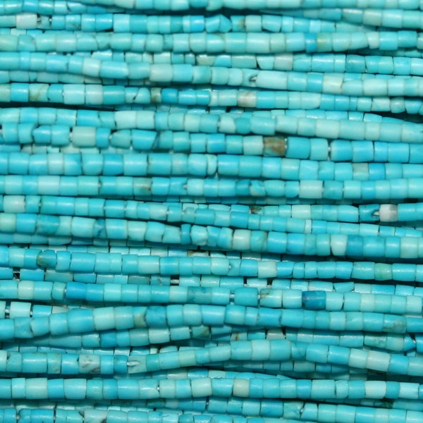 15" St Turquoise Smooth Tube Beads 2mm.-Strand 39cm