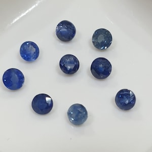 9 stuks natuurlijke topkleur blauwe saffier Lot gefacetteerd rond 3,3 mm.  -Edelsteenpakketten-Losse stenen groothandelsprijs-Natuurlijke edelstenen
