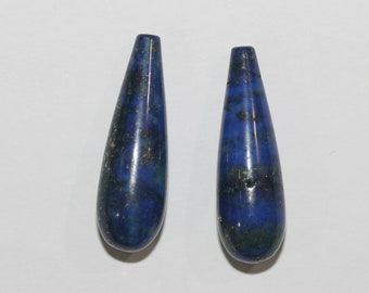 Lapis lazuli Half Drilled Smooth Drop 23x7mm. ( 1 paire )