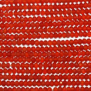 15" St  Carnelian Faceted Rondelle Beads 4x3mm.-Strand 39cm.