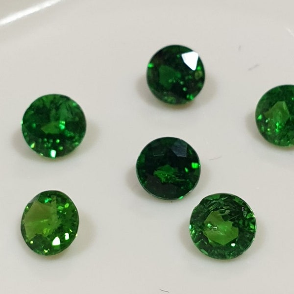 AAA Calibré Chrome Tourmaline Ronde Brillant Coupe 3 mm 6 Pcs Lot Vert Tourmaline - Gemmes Authentiques - Couleur Rare Naturelle Non Traitée