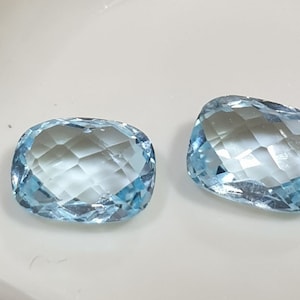1 Pair Sky Blue Topaz Faceted Rectangular 8x6 mm Briolette Cut -1 pair