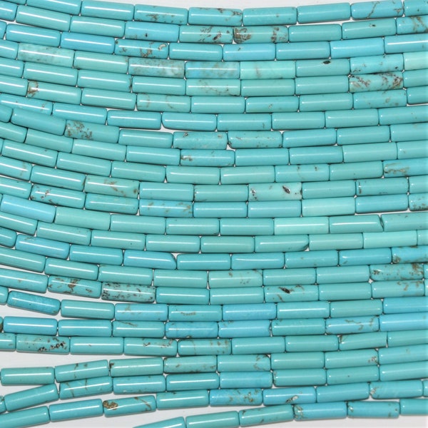16" St. Turquoise Smooth Tube Beads 13x4mm.- Strand 40cm.