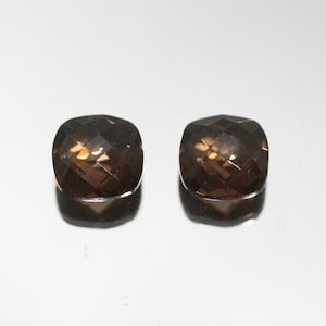 Par de Almofada Quartzo Fumê Corte Briolette Duplo Checkerboard 8mm.