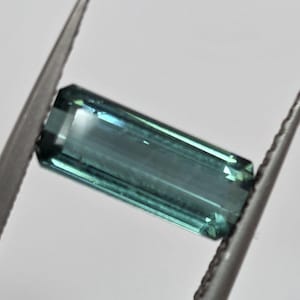 Bluish Green Tourmaline Faceted Rectangular 10.6x4.5mm. (1.39ct.) - Natural Gemstone- Top Color Rare Stone