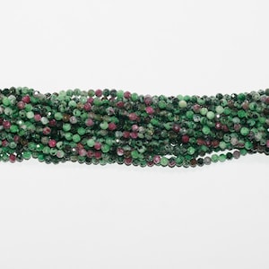 15&quot; St Ruby Zoisite Faceted Round Beads 3mm. Strand 38cm.