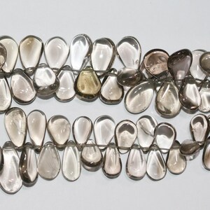 8&quot; St Smoky Quartz Graduated Smooth Drop Beads 7x5- 13x7mm.Approx.-Strand 20cm.