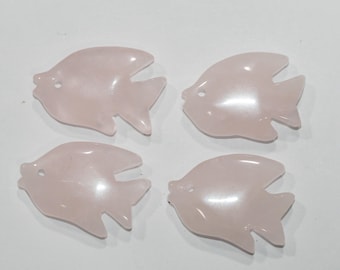 Colgante de pez de cuarzo rosa, liso, 32 x 23 mm - Ref. 15281