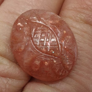 Natural Sunstone Carved Flower  Shape 20x16.5mm 17.7ct- Gemstone Carving