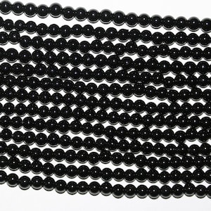 15" St Black Tourmaline Smooth Round Beads 3.5mm.-Strand 39mm