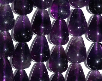 16" St Amethyst Smooth Drop Beads 14x10mm.-Strand 40cm