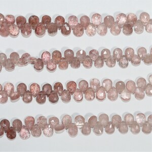 7&quot; St Cherry Quartz Faceted Drop Beads 7x5mm.-Strand 18cm.