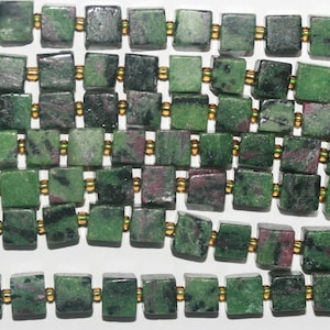 15" St Ruby Zoisite Smooth Cube Beads 8-9mm Approx.-Strand 39cm.