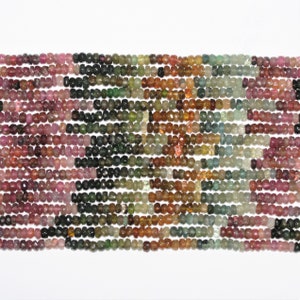 13&quot; St Tourmaline Faceted Rondelle Beads 4x2mm.-Strand 32cm.