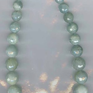 16&quot; St Aquamarine Graduated Faceted Round Beads -Strand 40cm